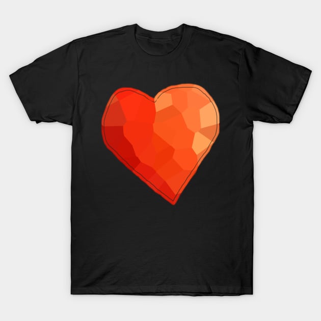 Red Mosaic Heart T-Shirt by ellenhenryart